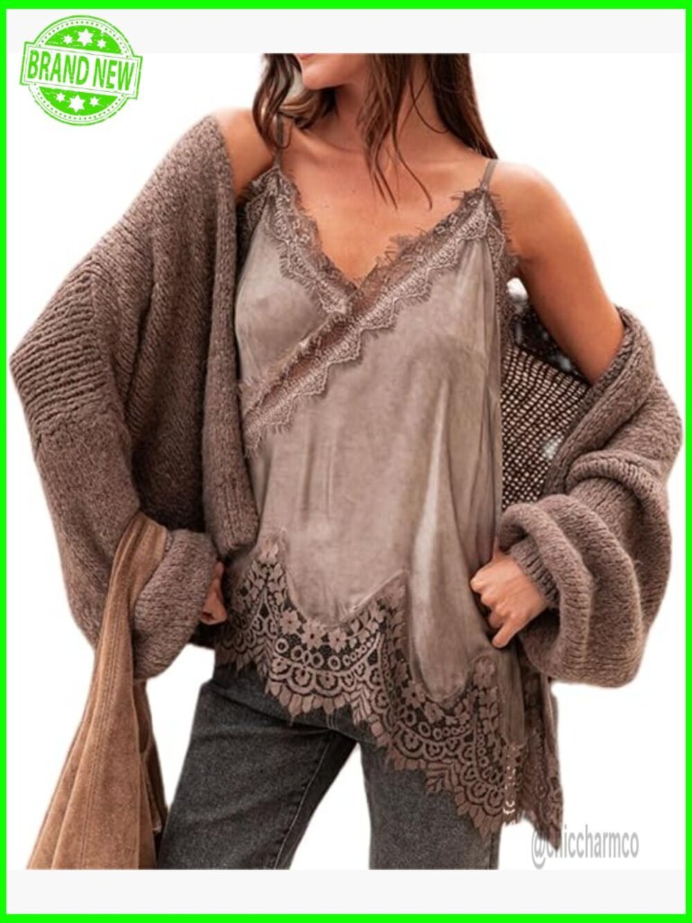 Silky Satin Lace Cami Top Y2k Low Cut Asymmetrical Flowy Camisole